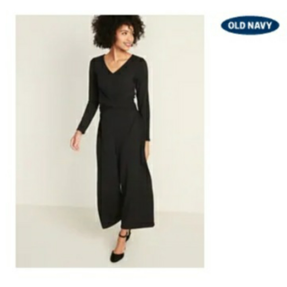 Old Navy black twist front jersey knit jumpsuit XS